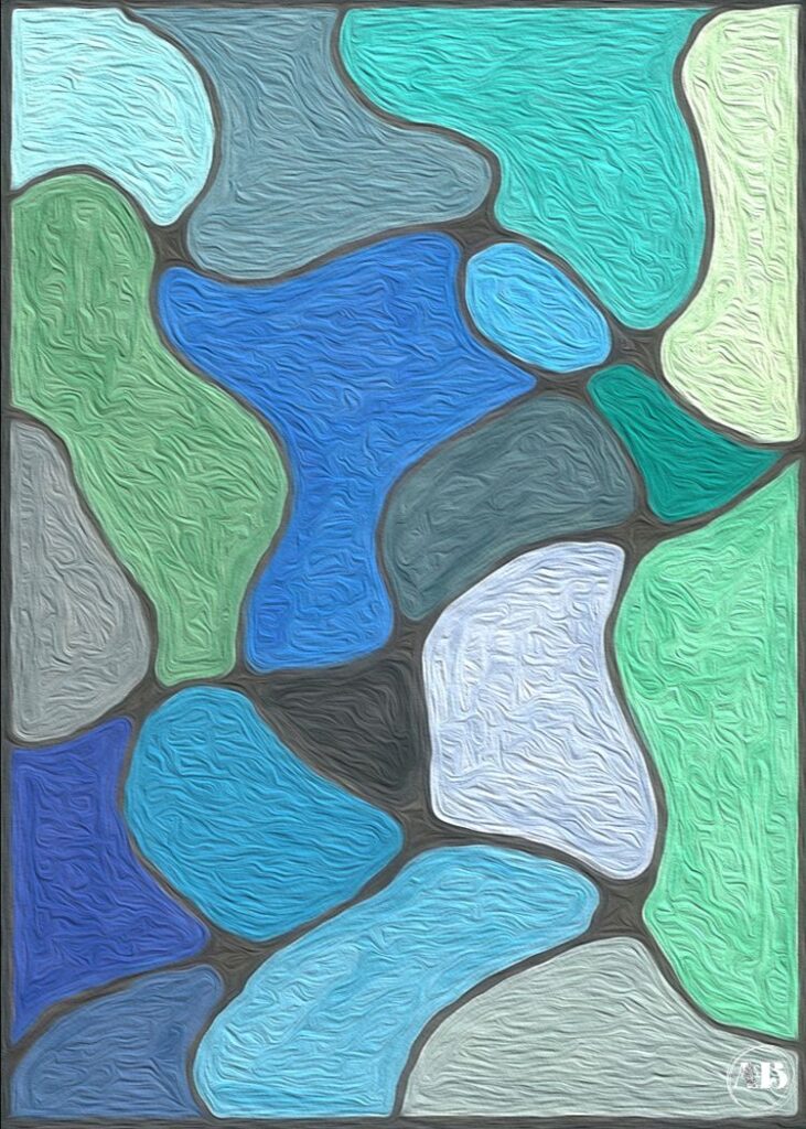 Riverbed—Acrylic on Paper with Digital Alteration by ACL Bachara